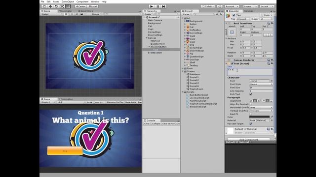 How to make simple Quiz Game with Trophy Room in Unity. Easy full 2D tutorial. смотреть онлайн