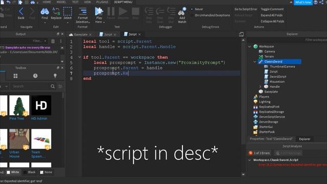 Roblox Studio - How to make a hold "E" to pick up tool! смотреть онлайн