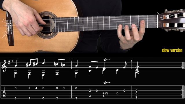 Bourrèe - Bach. Guitar Tutorial with Free TAB смотреть онлайн