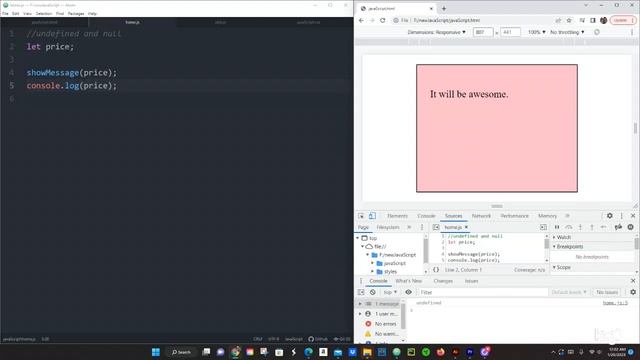 JAVASCRIPT TUTORIALS - NULL AND UNDEFINED VALUES #12 смотреть онлайн