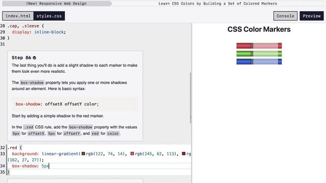 Learn Basic CSS by Building a Set of Colored Markers - Steps 81-90 смотреть онлайн