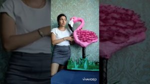 как сделать фигуру из пенопласта. секрет прочности. розовый фламинго из пенопласта.