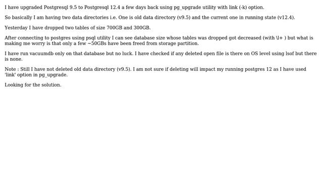 Databases: Drop tables but space not claimed in postgres 12 смотреть онлайн