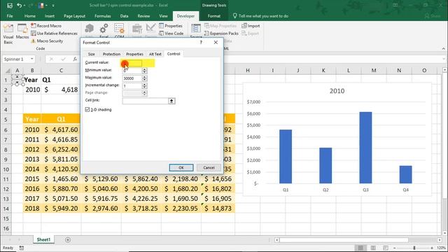 How to Add a Spin Button + a Slider to a Chart in Excel - Tutorial смотреть онлайн