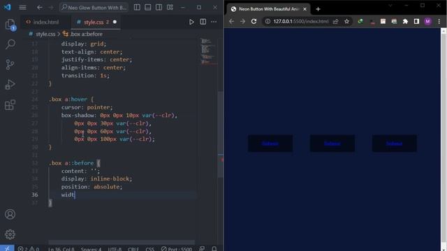 Modern CSS Glowing Button With Neon Light Hover Effect | With Source Code смотреть онлайн