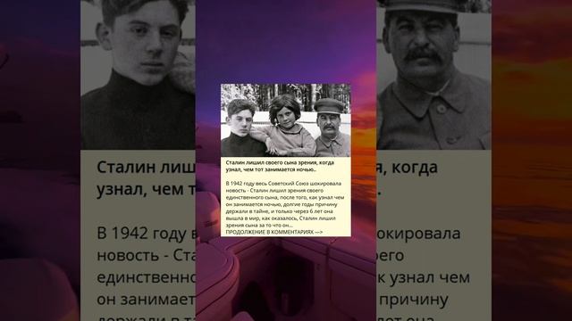 Страшные последствия, когда Сталин узнал, чем занимается его сын ночью...