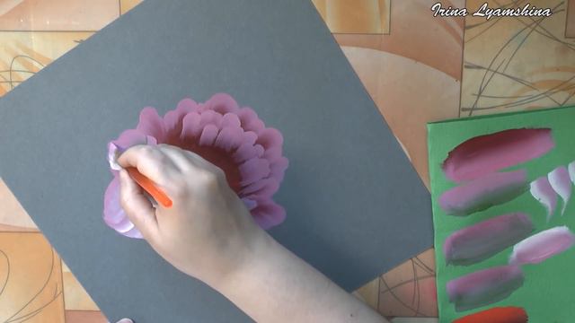 How to paint a peony by a flat brush, Tutorial смотреть онлайн