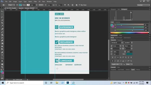 CV/Resume Design In Adobe Photoshop