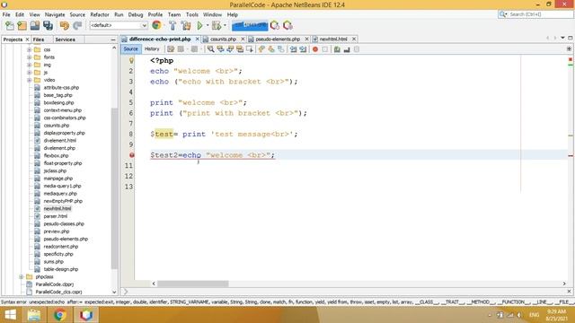 Difference between echo and print in php tamil | How to print string or value in php | Parallel Cod смотреть онлайн