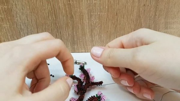4 Брошь из бисера САКУРА/Сакура из бисера/DIY Brooch SAKURA /Beaded brooch Sakura/