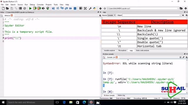 Escape Sequences in python|| Hindi|| смотреть онлайн