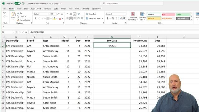 Excel DATE Function One Minute Walkthrough | Excel One Minute Tutorial смотреть онлайн