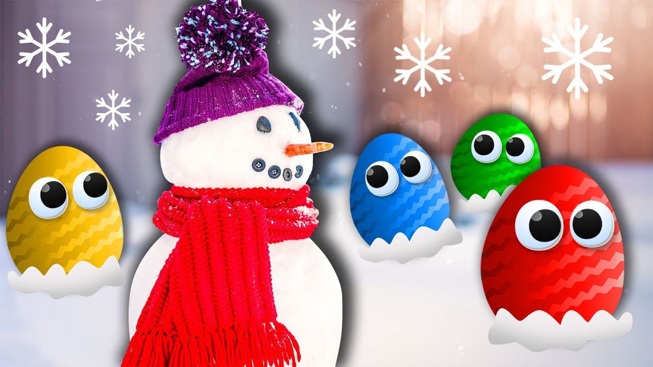 НОВОГОДНИЙ ОБЗОР - СНЕГОВИК открывает Яйца Сюрприз с игрушками Смешарики, фигурки Фиксики и др смотреть онлайн