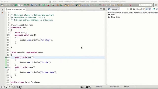 Default & Static Method in Interface And Multiple Inheritance | Telusko ft. Navin Reddy смотреть онлайн