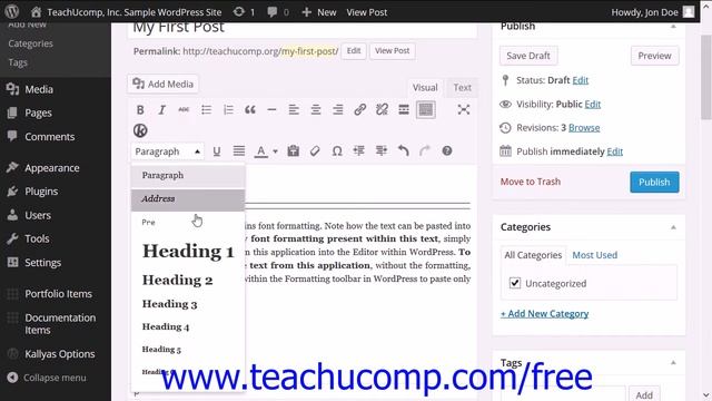 WordPress 4.0 Training Tutorial Text Formatting смотреть онлайн