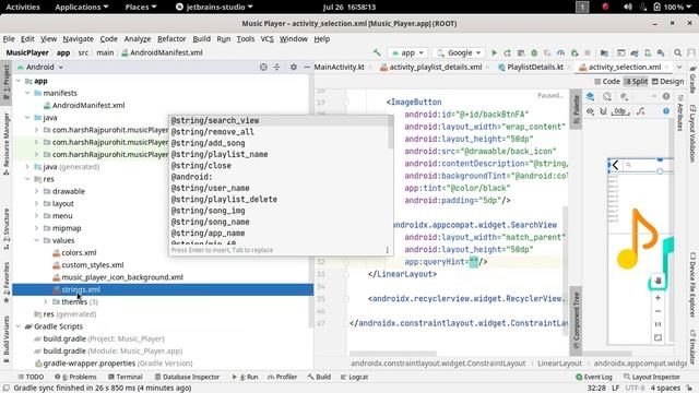 74.Creating & Designing Selection Activity | Music Player App | Android Development Kotlin in Hindi смотреть онлайн