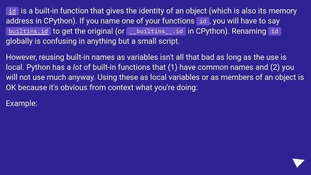 'id' is a bad variable name in Python смотреть онлайн