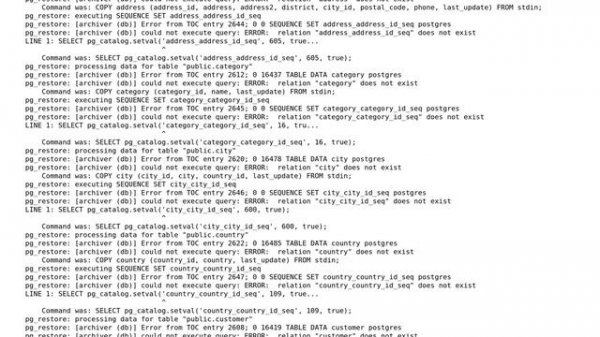 Getting Failed (exit code: 1). when running restore DB from a .tar file in pgAdmin4 postgresql 10.5