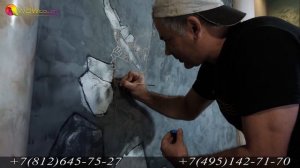 Имитация Чёрного Мрамора из Creama Bianco Stucco Veneziano Wowcolor | Black Marble Imitation | ART