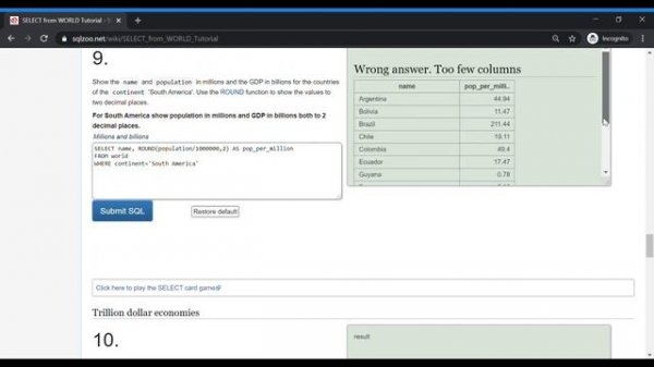 sqlzoo.net | SELECT from WORLD Tutorial | SQL Tutorial | Learn SQL | SQL for Beginners | MySQL