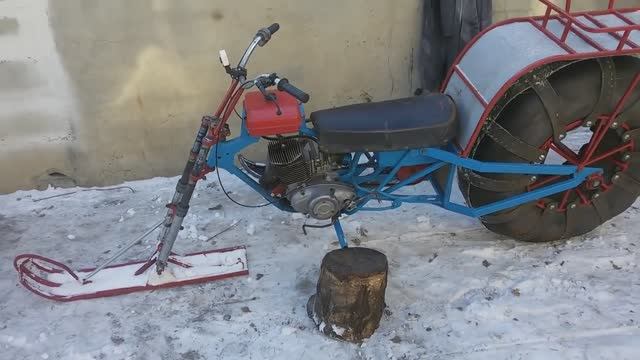 Простой снегоход каракат своими руками. Испытание с боковой лыжей. смотреть онлайн