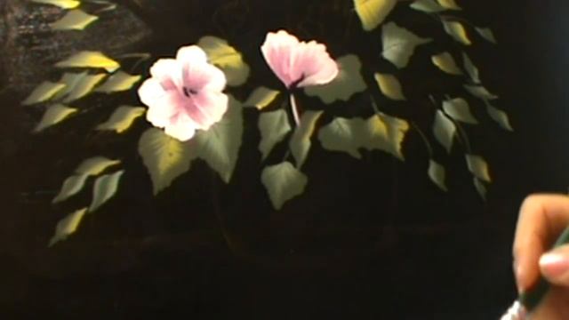 Розы акрилом  - техника двойного мазка. Roses In Acrylics  - One Stroke