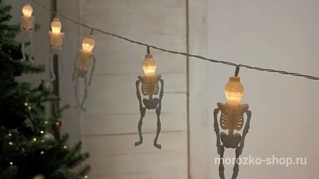 Светодиодная гирлянда БОНС, 10 тёплых белых LED-огней, прозрачный провод, батарейки AMZ900010-1 смотреть онлайн