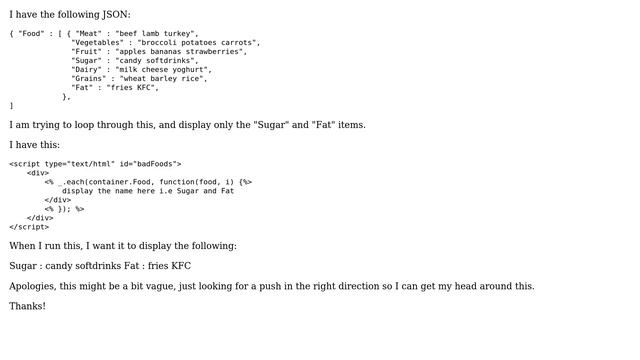 Loop through JSON and display items with specific names смотреть онлайн