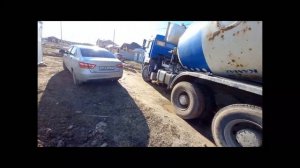 Как загружается автобетоносмеситель, миксер,промывка бочки