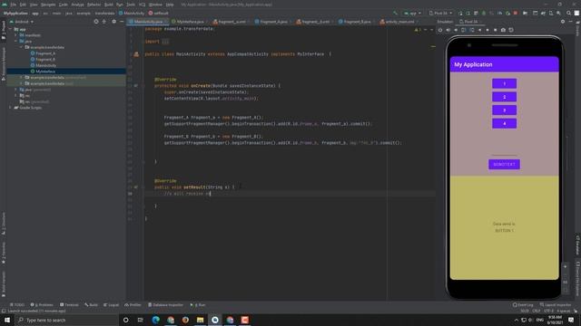 How to send data from one fragment to another fragment android studio tutorial using interface смотреть онлайн