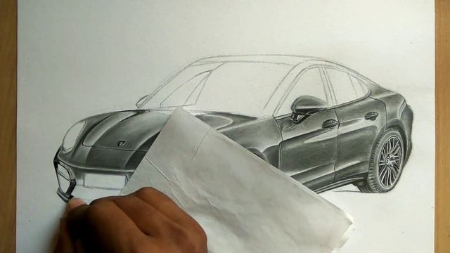 Drawing realistic car - Porsche Panamera Turbo | Siddhant's Artwork смотреть онлайн