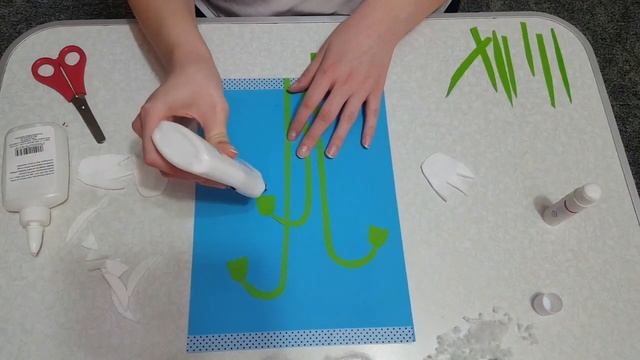 подснежники.цветы. аппликация из цветной бумаги и ватных дисков смотреть онлайн