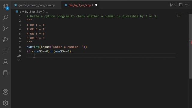 How to check whether a number is divisible by 3 or 5 using python program. смотреть онлайн