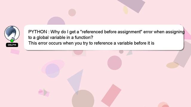 PYTHON : Why do I get a "referenced before assignment" error when assigning to a global variable in смотреть онлайн
