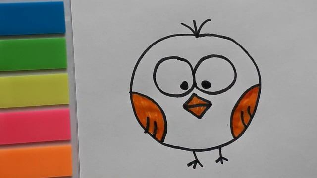 Как нарисовать птичку. Учим ребенка рисовать. How to Draw Bird. Coloring Pages for Kids. смотреть онлайн