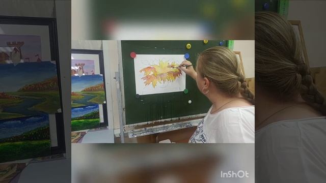 Букет осенних листьев. Акварель. смотреть онлайн