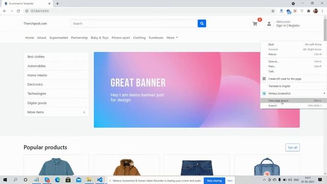 Laravel 8 Bootstrap 5 Free Responsive Ecommerce Template смотреть онлайн