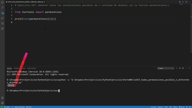 Python - Ejercicio 927: Generar Todas Permutaciones Posibles de n Cantidad de Objetos permutations( смотреть онлайн