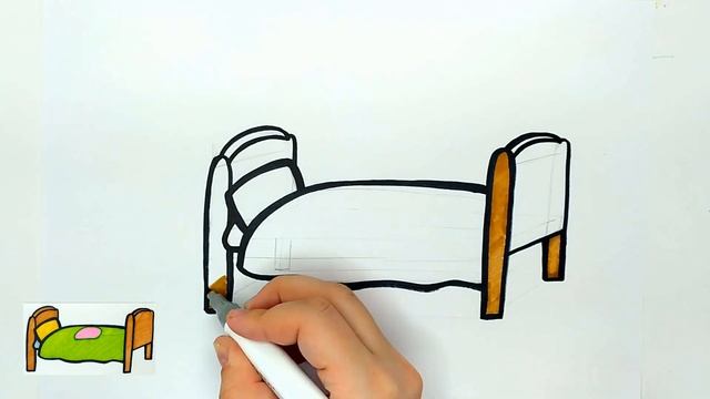Как нарисовать кровать / Рисунки и раскраски малышам / Мультик раскраска для детей смотреть онлайн