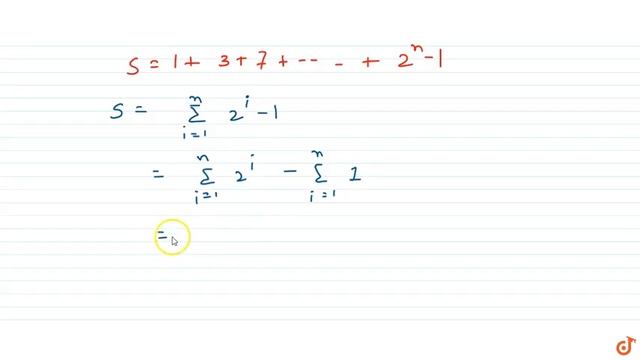 Sum of the series `1+3+7+15+........` upto n terms. смотреть онлайн