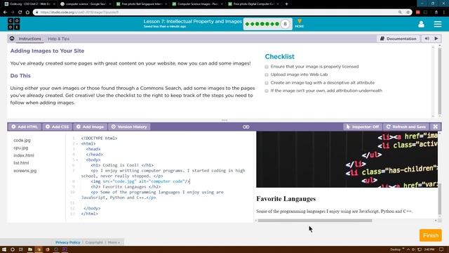 Intellectual Property and Images - Lesson 7.8 Tutorial with Answers - Code.org Web Development смотреть онлайн