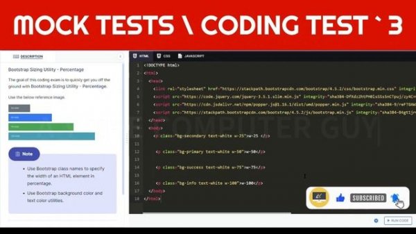 Mock Tests | Coding Test 3 | Bootstrap Sizing Utility - Percentage |  AYTCG  | #nxtwave #ccbp