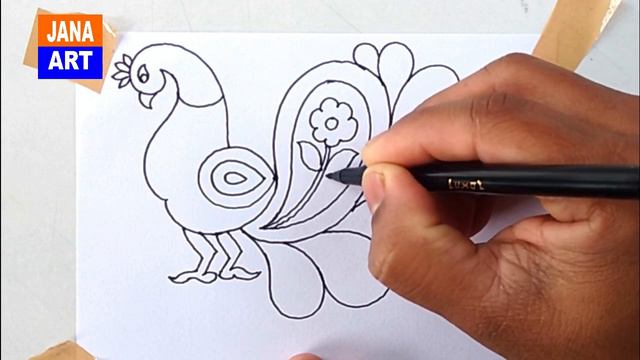 How to Draw Peacock with Beautiful Feather Design | Pen Art смотреть онлайн