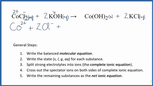 How to Write the Net Ionic Equation for CoCl2 + KOH = Co(OH)2 + KCl смотреть онлайн