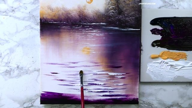 Beautiful Landscape at Night | Easy Painting for Beginners | Oval Brush Technique смотреть онлайн