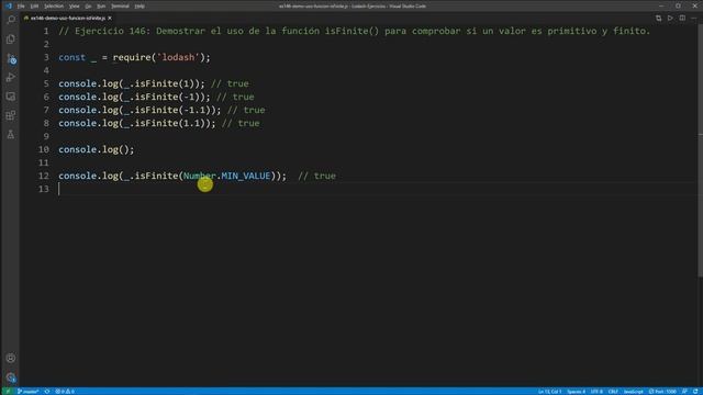 Lodash Ejercicio: 146 Demostrar Uso Función isFinite() para Validar si un Valor Primitivo es Finito смотреть онлайн