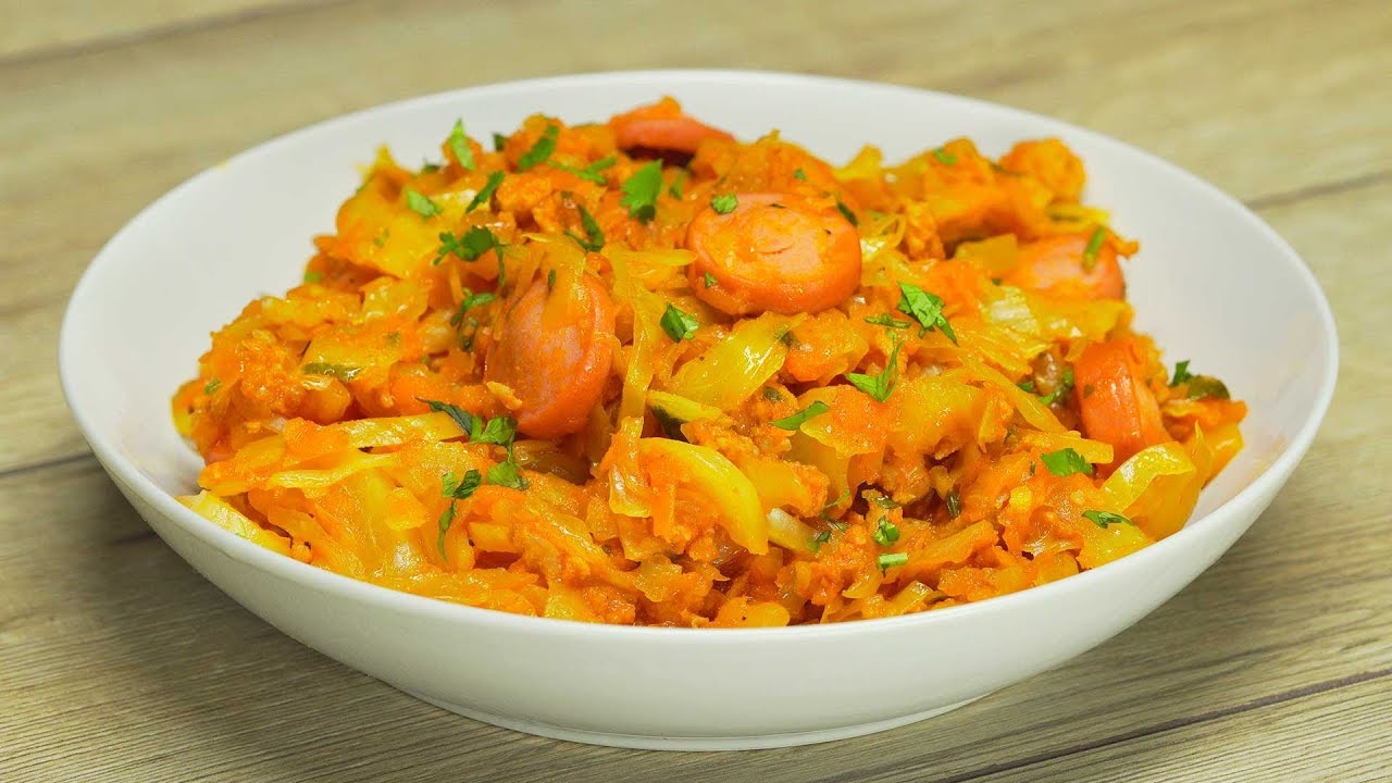 Самая вкусная ТУШЕНАЯ КАПУСТА С МЯСОМ И СОСИСКАМИ. смотреть онлайн
