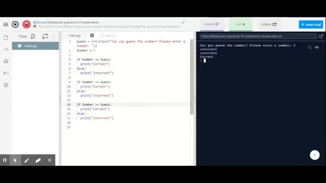 Relational operators in Python смотреть онлайн
