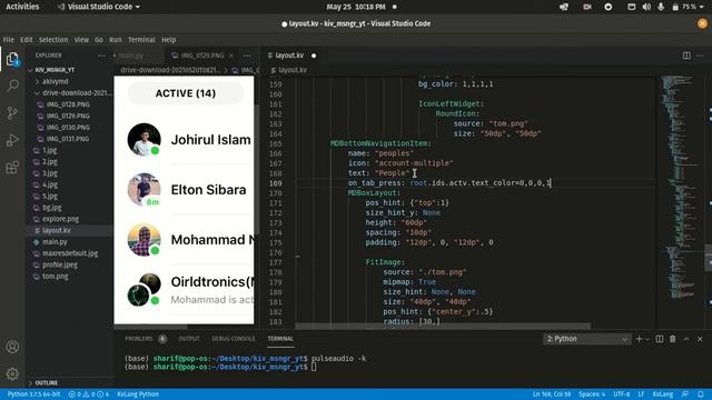 Clone Facebook messenger with python's kivy, kivymd and akivymd || part 2 || || frontend || смотреть онлайн