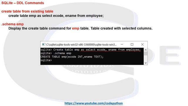 SQLite DDL Commands смотреть онлайн